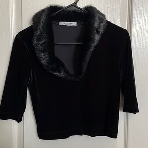 Black faux fur crop top jacket